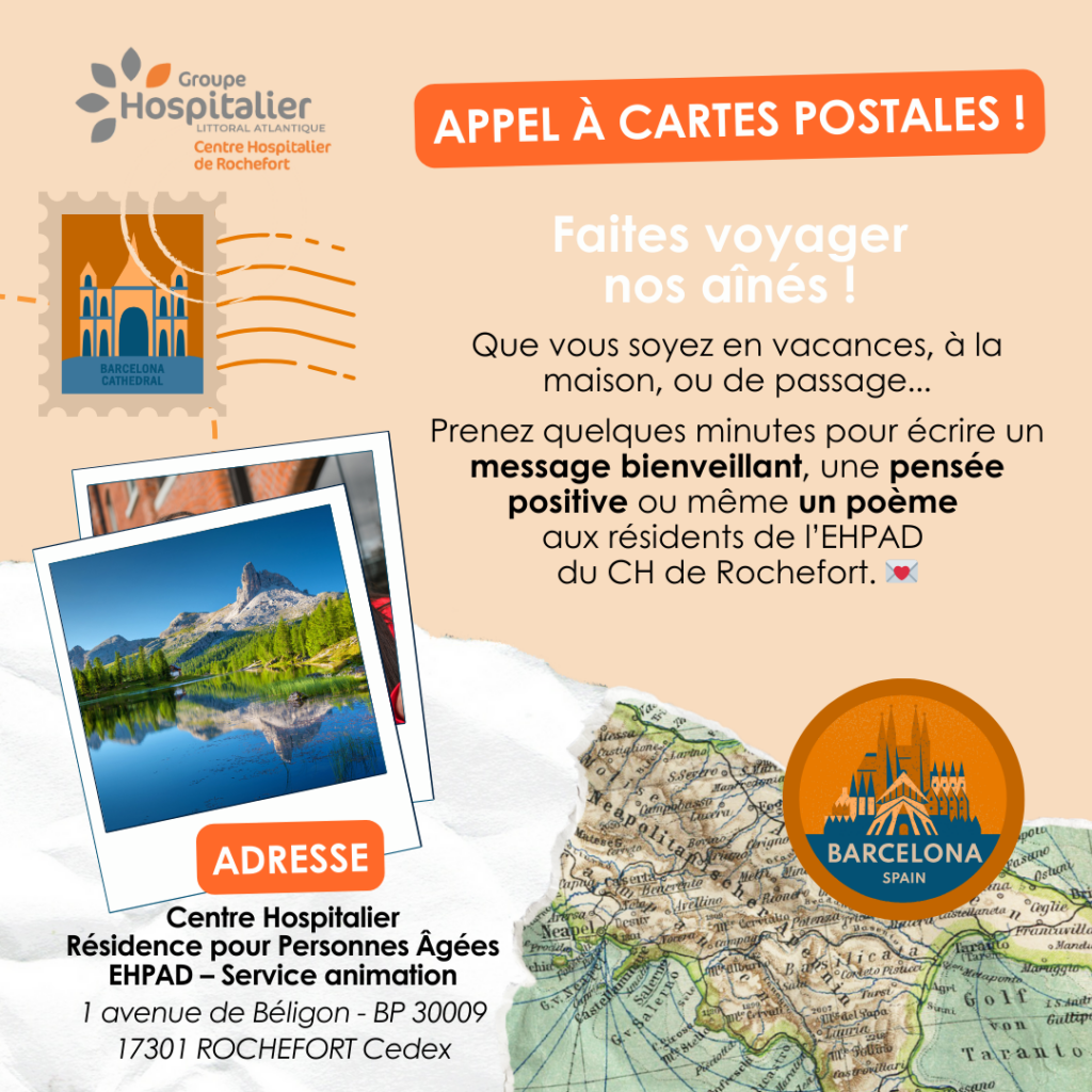 Des cartes postales pour faire voyager nos aînés de l’EHPAD du CH de Rochefort !